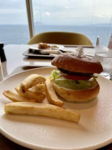 飛鳥Ⅱでの軽食のハンバーガー